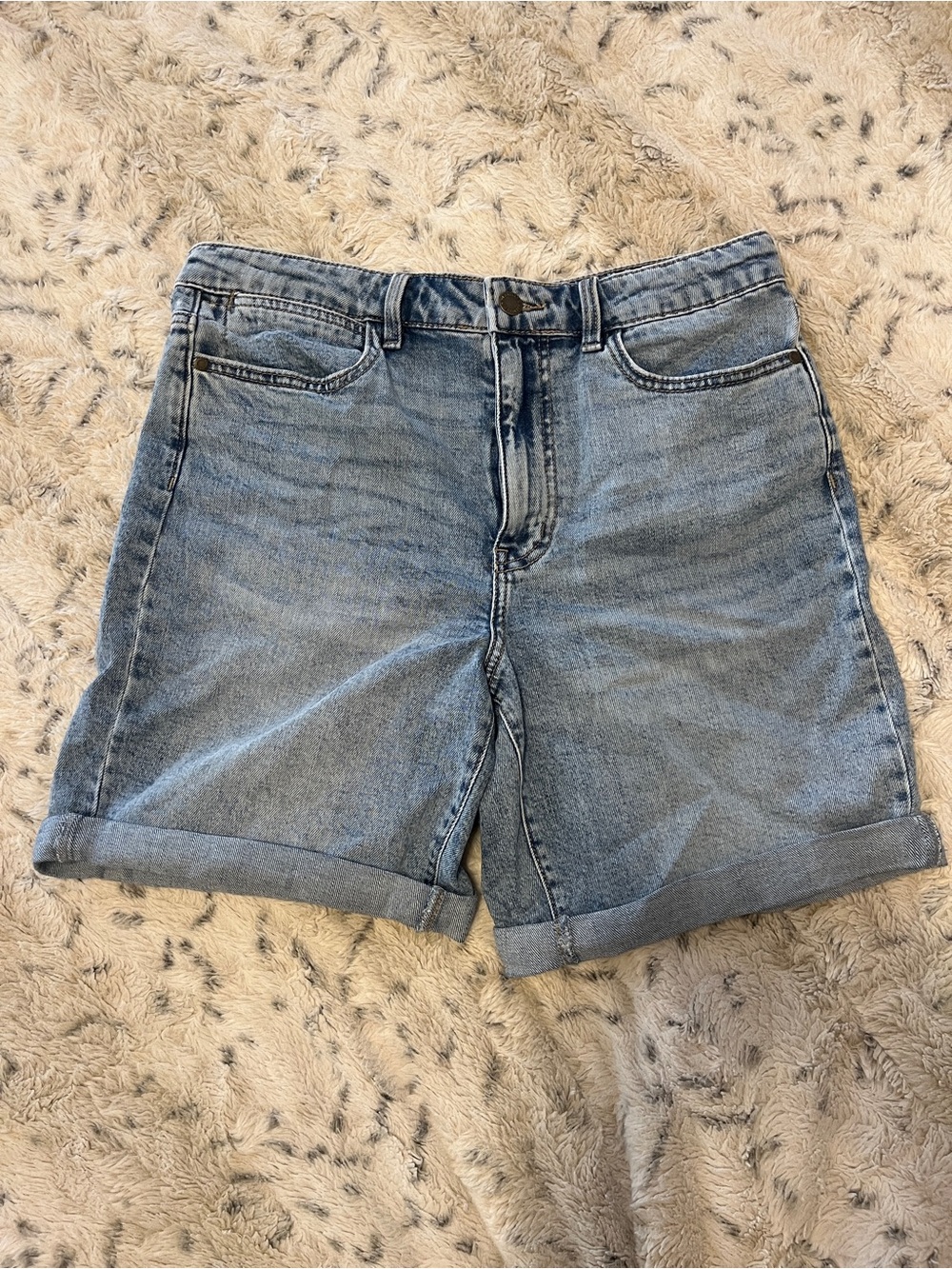 Wrangler Light Blue Rolled-Hem Denim Shorts